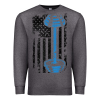 Charcoal Heather american flag gym and fitness  weight lifting gift t shirt Premium Sweatshirt - linhVisuals