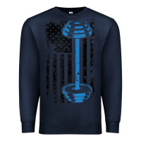 Navy american flag gym and fitness  weight lifting gift t shirt Premium Sweatshirt - linhVisuals