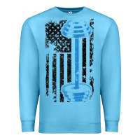 Ocean Blue american flag gym and fitness  weight lifting gift t shirt Premium Sweatshirt - linhVisuals
