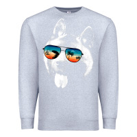 Heather Grey american akita shirts with glasses sunglasses retro style t shirt Premium Sweatshirt - linhVisuals