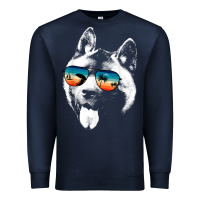 Navy american akita shirts with glasses sunglasses retro style t shirt Premium Sweatshirt - linhVisuals