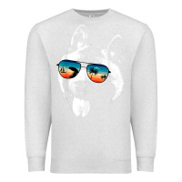 Oatmeal Heather american akita shirts with glasses sunglasses retro style t shirt Premium Sweatshirt - linhVisuals