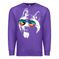 Purple american akita shirts with glasses sunglasses retro style t shirt Premium Sweatshirt - linhVisuals