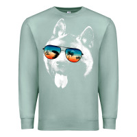 Seafoam american akita shirts with glasses sunglasses retro style t shirt Premium Sweatshirt - linhVisuals