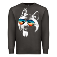 Smoke american akita shirts with glasses sunglasses retro style t shirt Premium Sweatshirt - linhVisuals