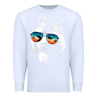 White american akita shirts with glasses sunglasses retro style t shirt Premium Sweatshirt - linhVisuals
