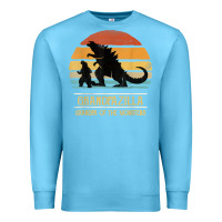 Ocean Blue mens grandpazilla grandpa of monsters retro halloween christmas t shir Premium Sweatshirt - linhVisuals