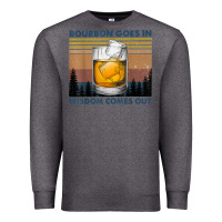 Charcoal Heather bourbon goes in wisdom comes out vintage t shirt Premium Sweatshirt - linhVisuals