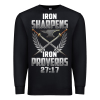 Black iron sharpens iron quote proverbs 2717 christian cool gift t shirt Premium Sweatshirt - linhVisuals