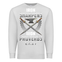 Dove Grey iron sharpens iron quote proverbs 2717 christian cool gift t shirt Premium Sweatshirt - linhVisuals