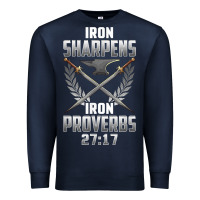 Navy iron sharpens iron quote proverbs 2717 christian cool gift t shirt Premium Sweatshirt - linhVisuals