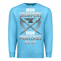 Ocean Blue iron sharpens iron quote proverbs 2717 christian cool gift t shirt Premium Sweatshirt - linhVisuals