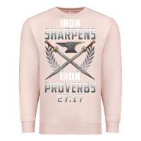 Pale Pink iron sharpens iron quote proverbs 2717 christian cool gift t shirt Premium Sweatshirt - linhVisuals