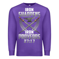 Purple iron sharpens iron quote proverbs 2717 christian cool gift t shirt Premium Sweatshirt - linhVisuals