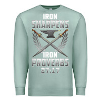 Seafoam iron sharpens iron quote proverbs 2717 christian cool gift t shirt Premium Sweatshirt - linhVisuals