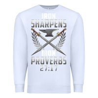 White iron sharpens iron quote proverbs 2717 christian cool gift t shirt Premium Sweatshirt - linhVisuals