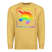 Antique Gold feeling magical but also stabby unicorn rainbow t shirt Premium Sweatshirt - linhVisuals