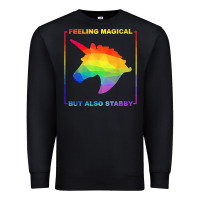 Black feeling magical but also stabby unicorn rainbow t shirt Premium Sweatshirt - linhVisuals