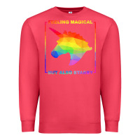 Cardinal feeling magical but also stabby unicorn rainbow t shirt Premium Sweatshirt - linhVisuals