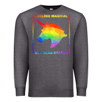 Charcoal Heather feeling magical but also stabby unicorn rainbow t shirt Premium Sweatshirt - linhVisuals