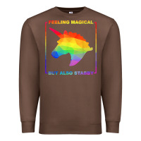 Chestnut feeling magical but also stabby unicorn rainbow t shirt Premium Sweatshirt - linhVisuals