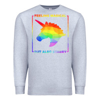 Heather Grey feeling magical but also stabby unicorn rainbow t shirt Premium Sweatshirt - linhVisuals