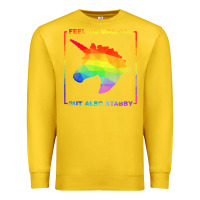Lemon feeling magical but also stabby unicorn rainbow t shirt Premium Sweatshirt - linhVisuals