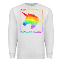 Feeling Magical But Also Stabby Unicorn Rainbow T Shirt Premium Sweatshirt | Teevron