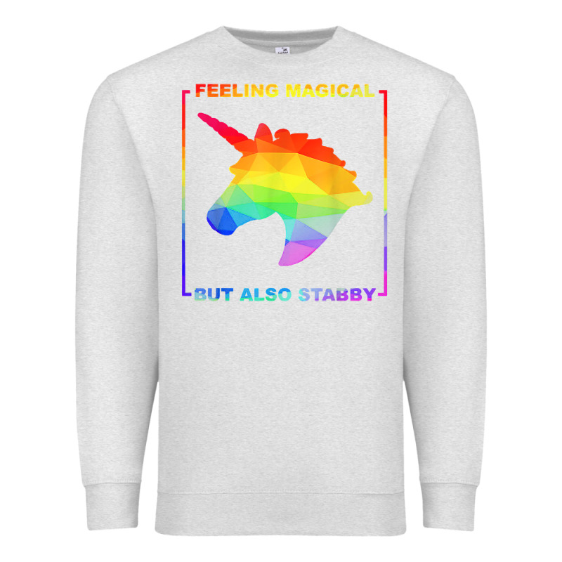 Feeling Magical But Also Stabby Unicorn Rainbow T Shirt Premium Sweatshirt by linhVisuals | Teevron