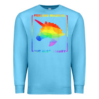 Ocean Blue feeling magical but also stabby unicorn rainbow t shirt Premium Sweatshirt - linhVisuals