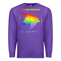 Purple feeling magical but also stabby unicorn rainbow t shirt Premium Sweatshirt - linhVisuals