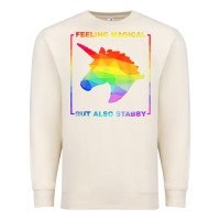Sandshell feeling magical but also stabby unicorn rainbow t shirt Premium Sweatshirt - linhVisuals