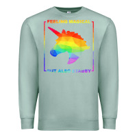 Seafoam feeling magical but also stabby unicorn rainbow t shirt Premium Sweatshirt - linhVisuals