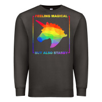 Smoke feeling magical but also stabby unicorn rainbow t shirt Premium Sweatshirt - linhVisuals