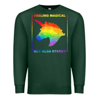 Sports Green feeling magical but also stabby unicorn rainbow t shirt Premium Sweatshirt - linhVisuals