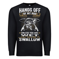 Black mens hands off of my rod bass fishing fisherman t shirt Premium Sweatshirt - linhVisuals
