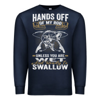 Navy mens hands off of my rod bass fishing fisherman t shirt Premium Sweatshirt - linhVisuals