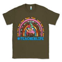 Army Green teacherlife and teacher gnome rainbow Classic Tee - Artiststas