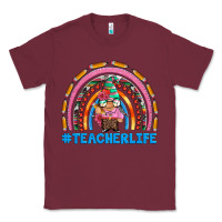 Burgundy teacherlife and teacher gnome rainbow Classic Tee - Artiststas