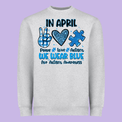 In April We Wear Blue Heavyweight Sweatshirt Designed By Jahusdesignshop