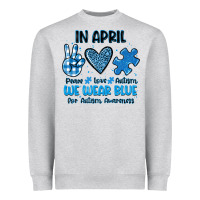 Heather Grey in april we wear blue Heavyweight Sweatshirt - JahusDesignShop