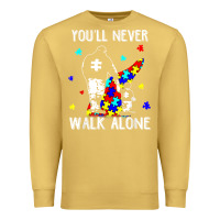 Antique Gold autism dad you will never walk alone support autism son t shirt Premium Sweatshirt - linhVisuals