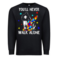 Black autism dad you will never walk alone support autism son t shirt Premium Sweatshirt - linhVisuals