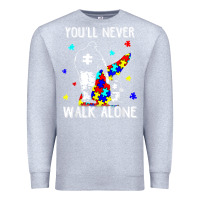 Heather Grey autism dad you will never walk alone support autism son t shirt Premium Sweatshirt - linhVisuals
