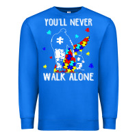 True Royal autism dad you will never walk alone support autism son t shirt Premium Sweatshirt - linhVisuals