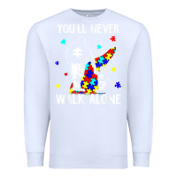 White autism dad you will never walk alone support autism son t shirt Premium Sweatshirt - linhVisuals