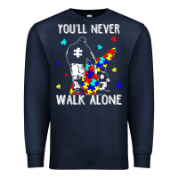 Navy autism dad you will never walk alone support autism son t shirt Premium Sweatshirt - linhVisuals