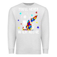 Oatmeal Heather autism dad you will never walk alone support autism son t shirt Premium Sweatshirt - linhVisuals