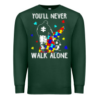 Sports Green autism dad you will never walk alone support autism son t shirt Premium Sweatshirt - linhVisuals