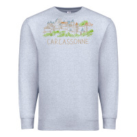 Heather Grey carcassonne france unique hand drawn art gift men women t shirt Premium Sweatshirt - linhVisuals